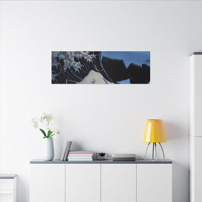 Ocean Wave Canvas Art | Winter Kintsugi Gold Repair Art