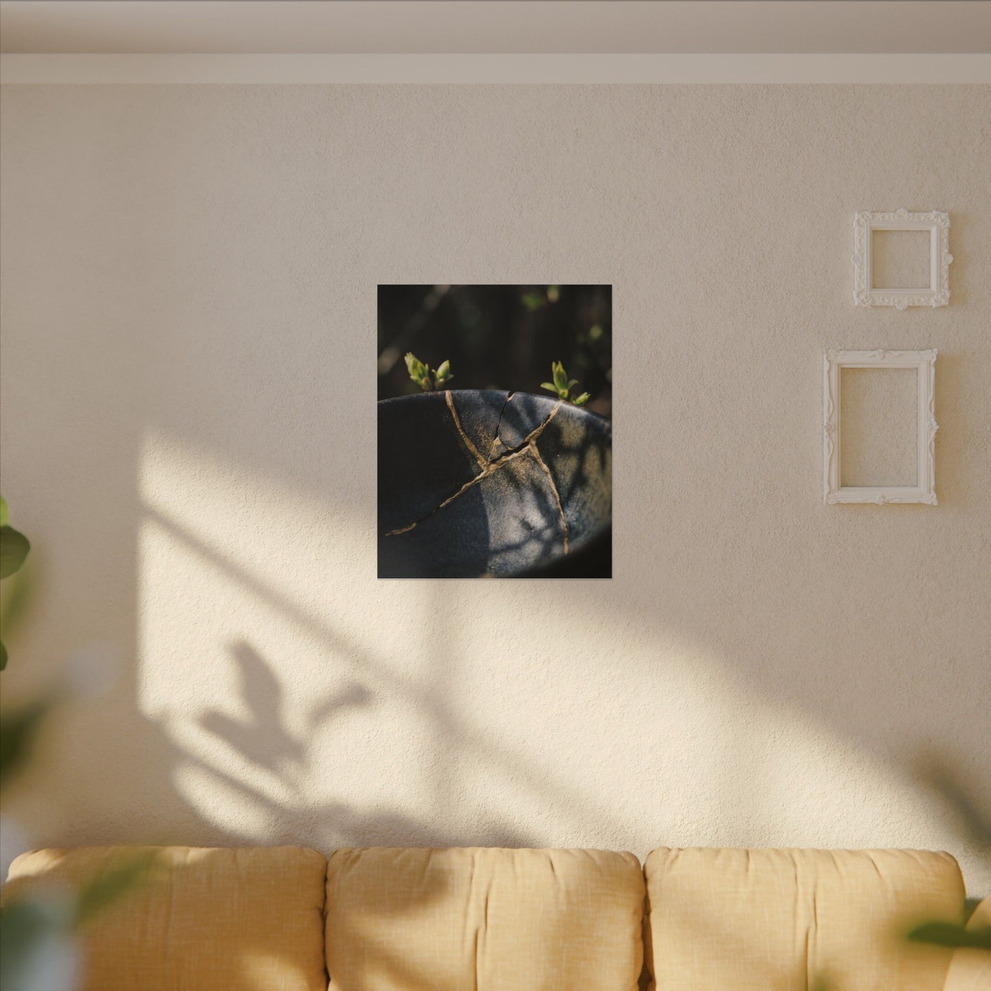 Seijaku Broken Pottery Canvas Art - Dark Japandi Shadow Zen