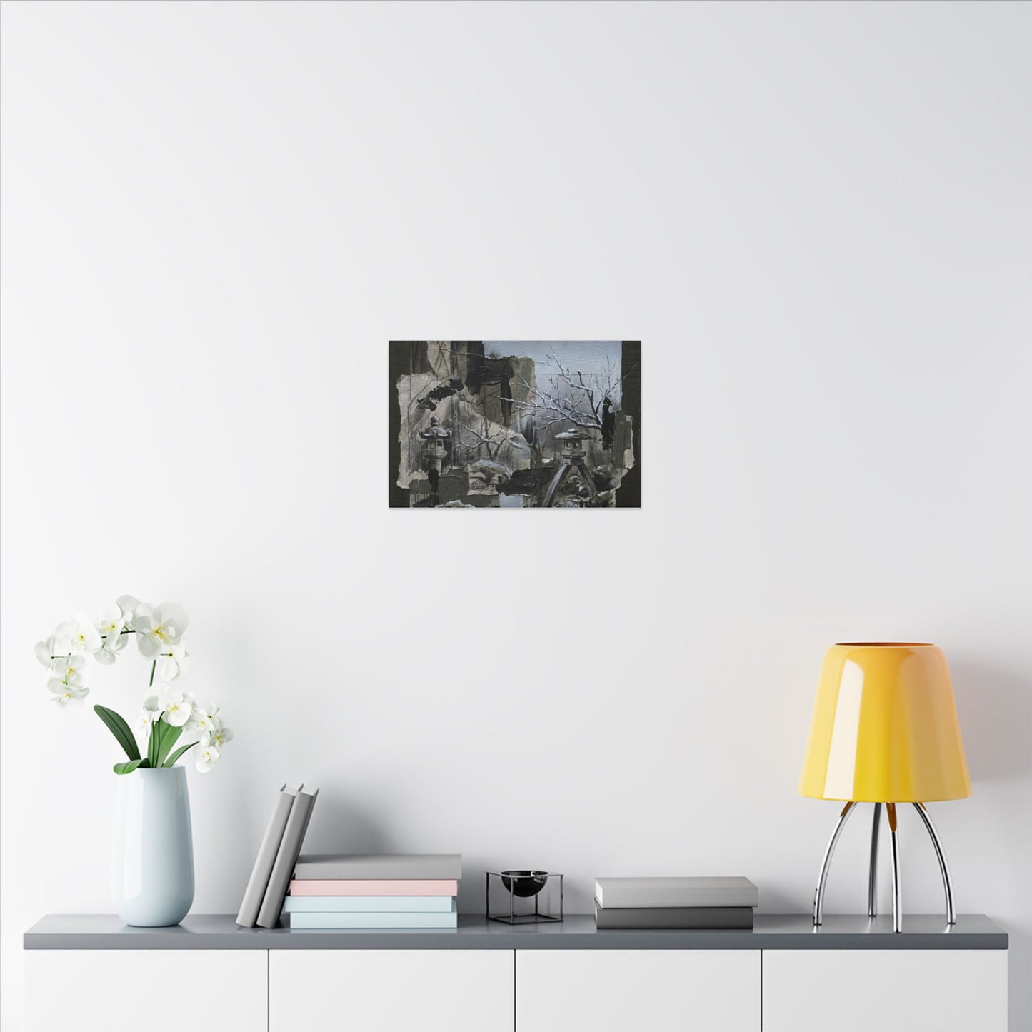 Winter Moonlit Garden Dark Texture Canvas Art | Moody Decor