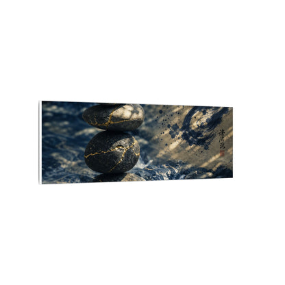 Kintsugi River Stones in Dappled | Broken Beauty Canvas Art