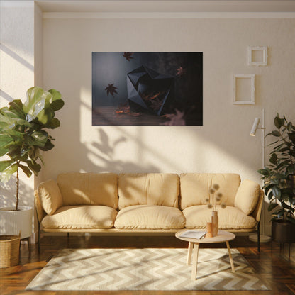 Dark Japandi Paper Fold in Dawn | Shadow Zen Canvas Art