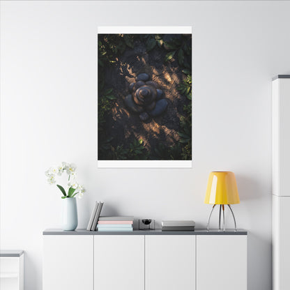 Ma River Stones Canvas Art - Dark Japandi Dark Texture