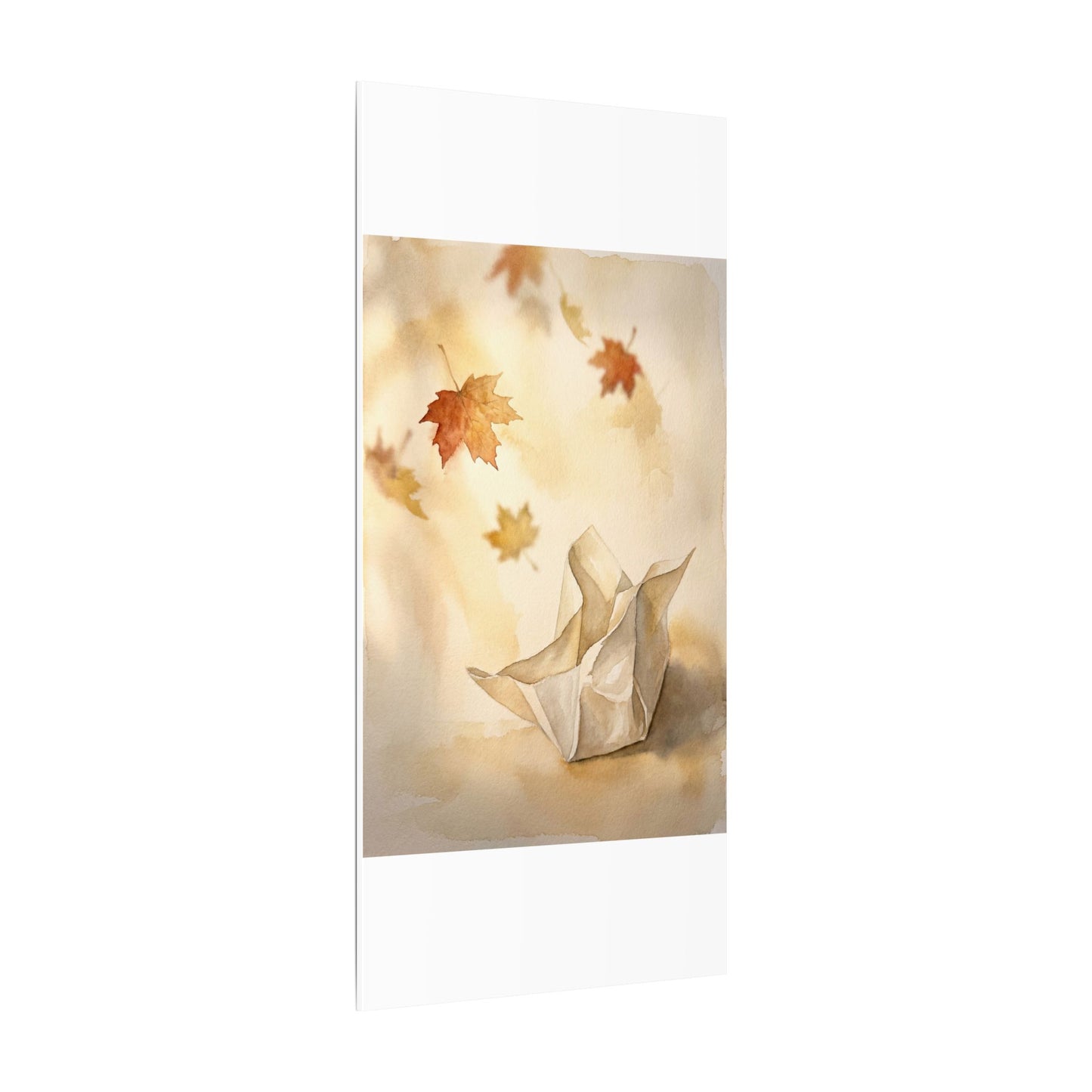 Japandi Paper Fold in Golden Hour | Watercolor Canvas Art