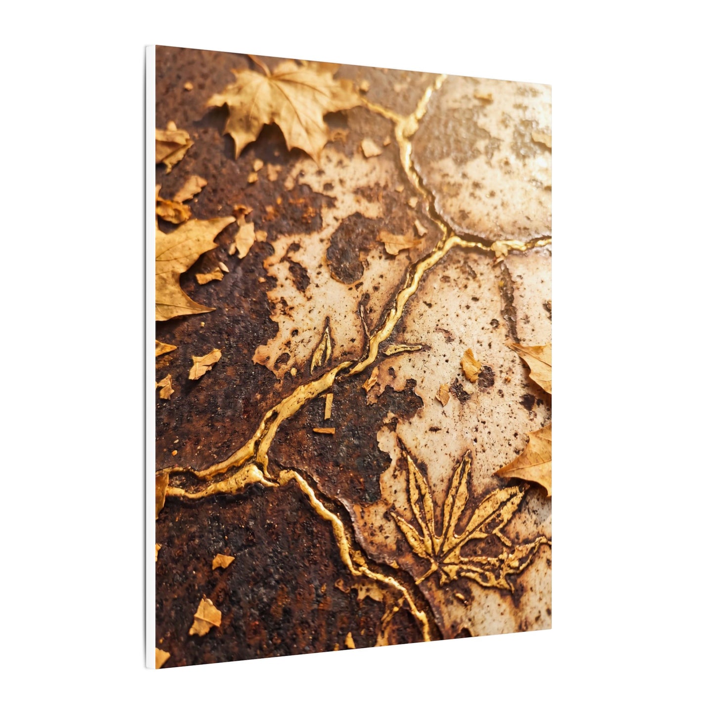 Kintsugi Rust Patina in Golden Hour | Gold Vein Canvas Art
