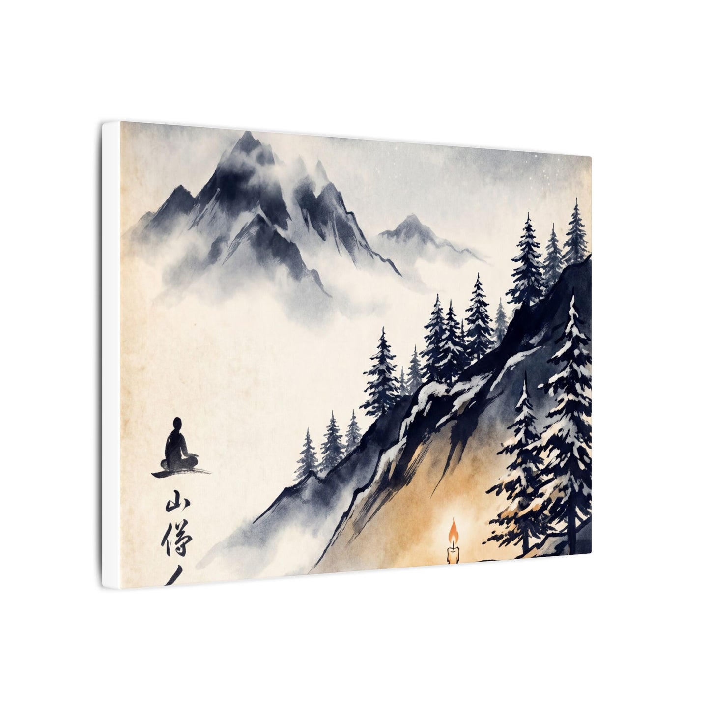 Mountain Mist Canvas Art | Winter Zen Ukiyo E Inspired Art