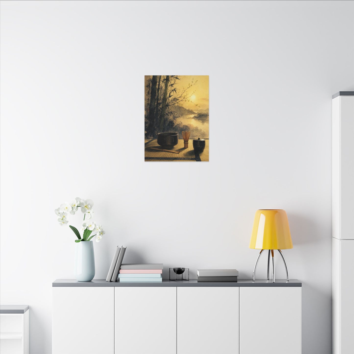 Tea Ceremony Sumi E Canvas Art | Contemplative Zen Art