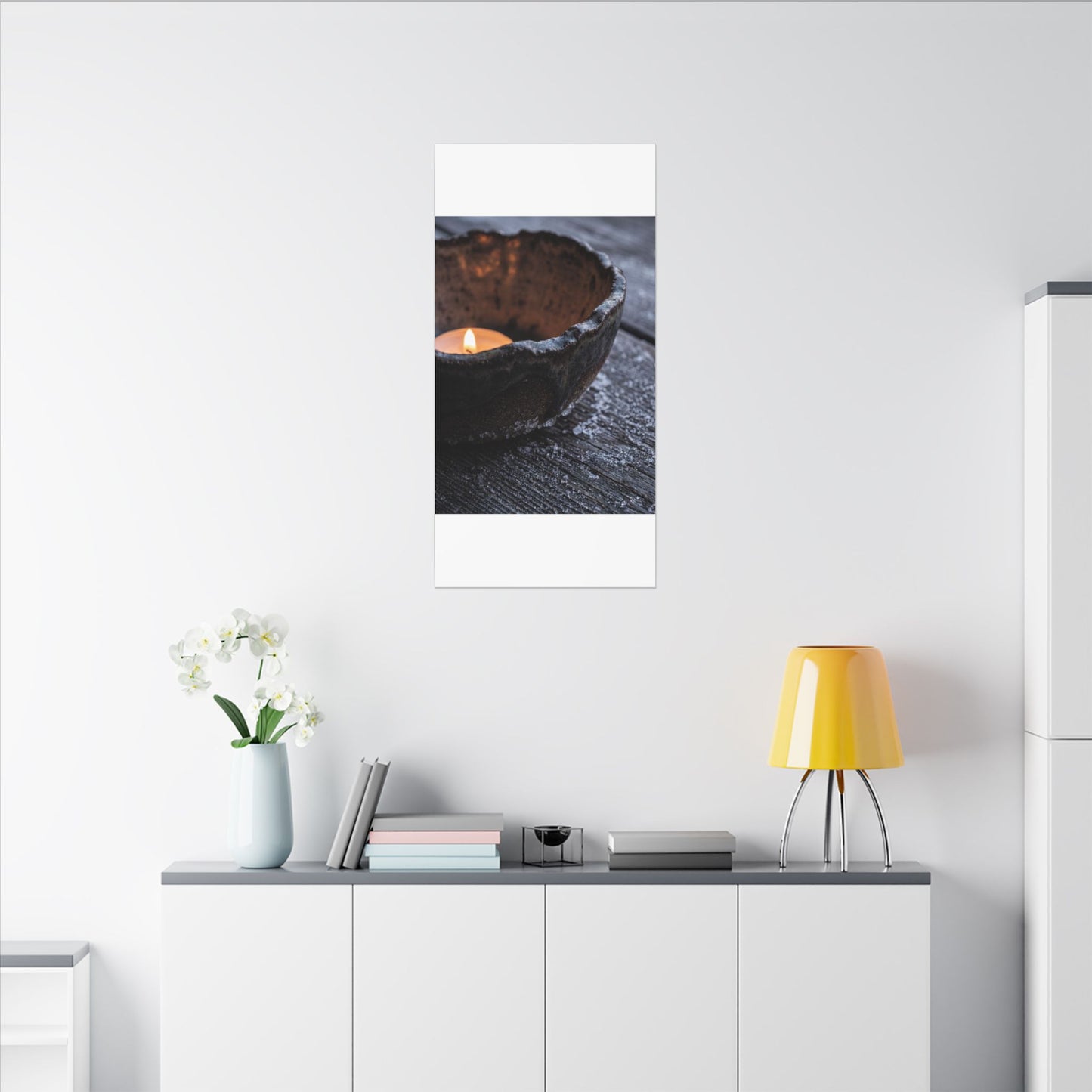 Atmospheric Ceramic Bowl Canvas Art - Moody Minimal Dark Japandi
