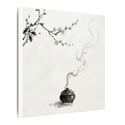 Calm Incense Smoke Canvas Art - Sumi E Zen