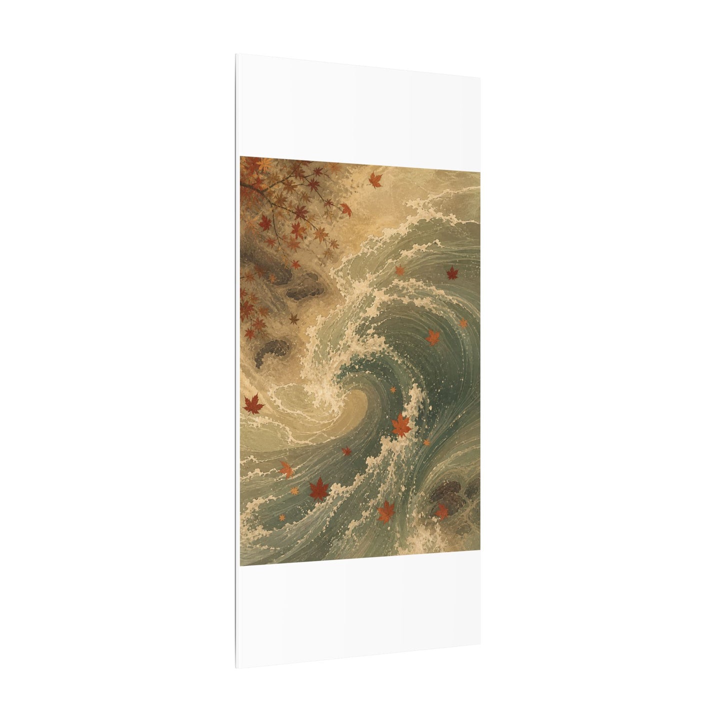 Japandi Ocean Wave in Candlelight | Japanese Pattern Canvas Art