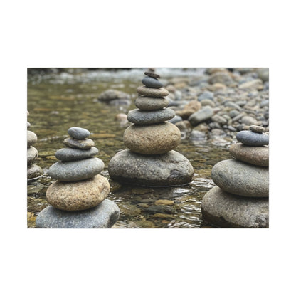 Zen River Stones in Dawn | Karesansui Canvas Art