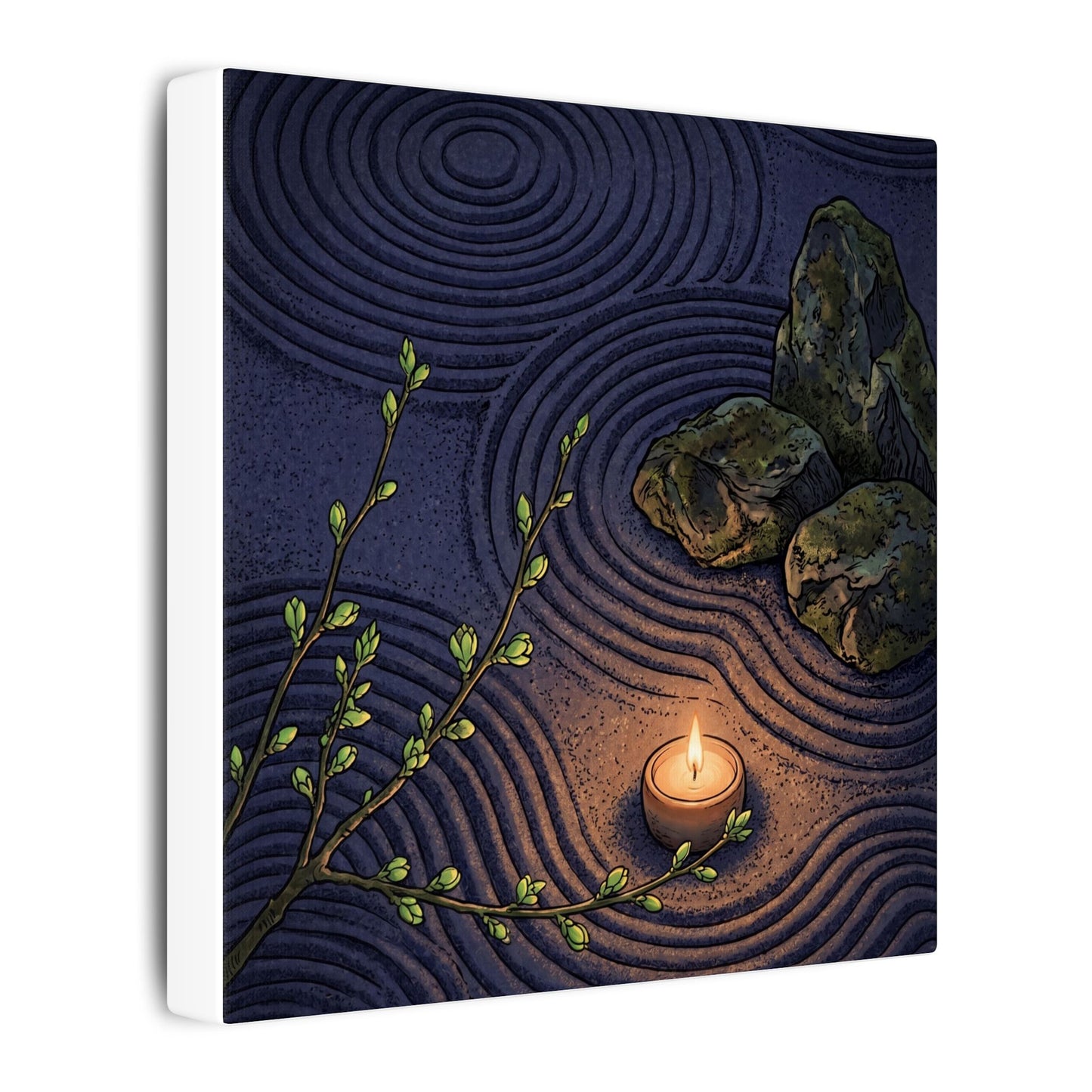 Mono No Aware Rock Garden Canvas Art - Zen Ukiyo E Inspired