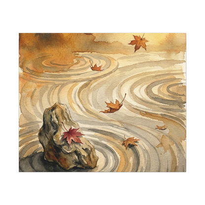 Autumn Rock Garden Watercolor Canvas Art | Neutral Decor