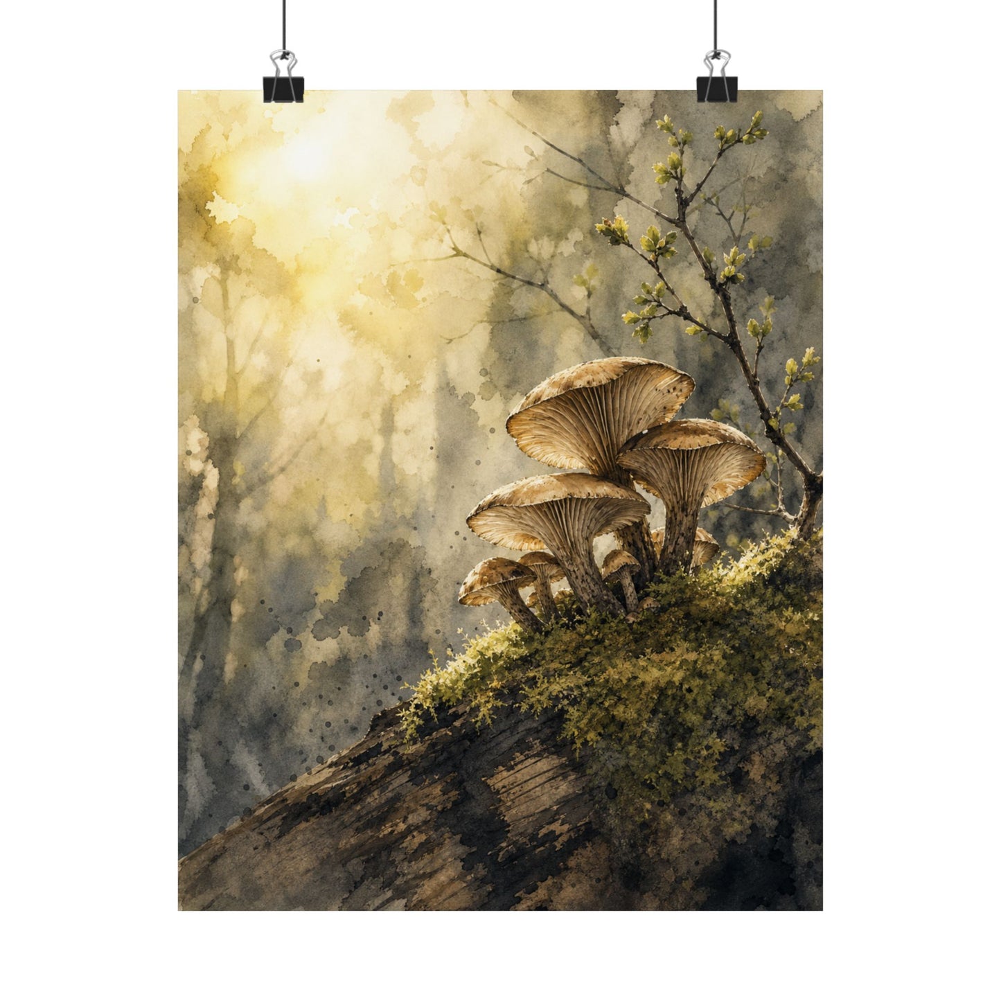 Wild Mushrooms Spring Wall Art Print | Japandi Earthy Design
