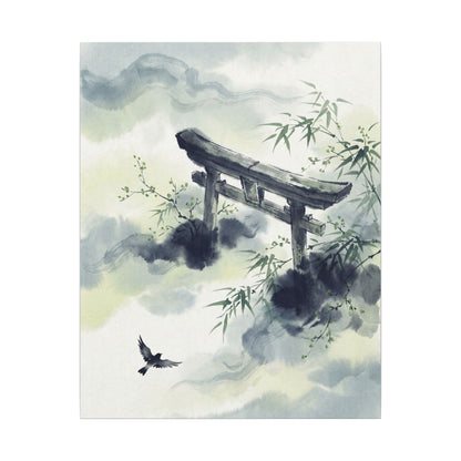 Torii Gate Sumi E Canvas Art | Serene Zen Art