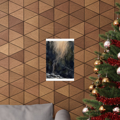 Moody Incense Smoke Wall Art Print - Charcoal Ink Dark Japandi