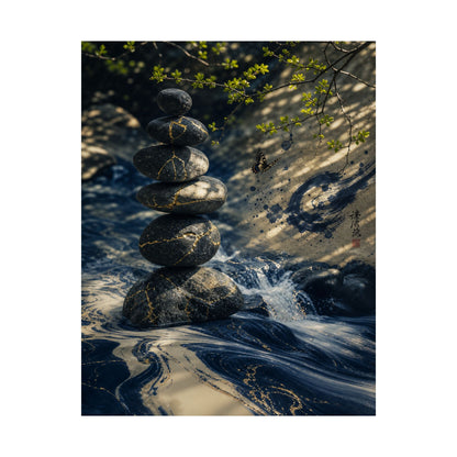 River Stones Wall Art Print | Spring Kintsugi Broken Beauty Art