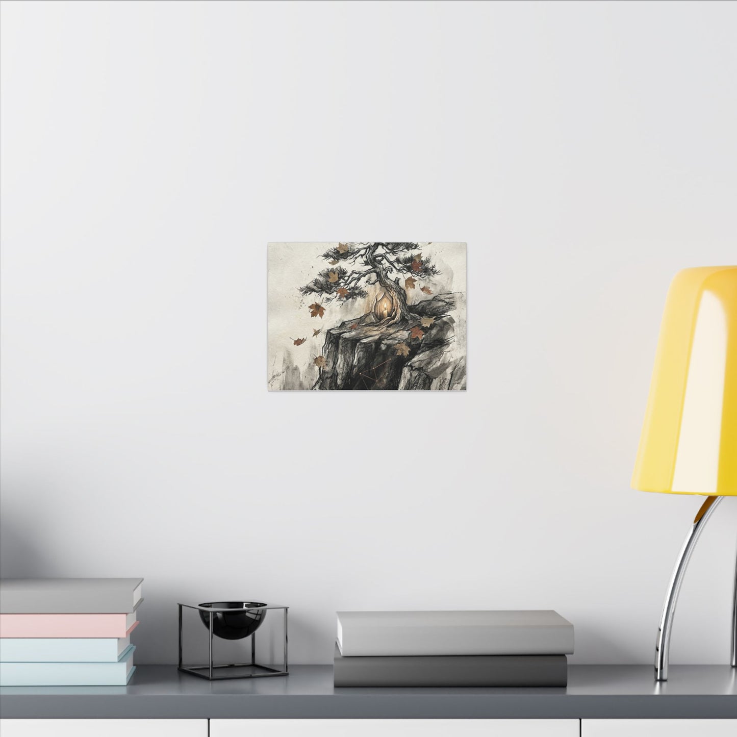 Pine Tree Autumn Canvas Art | Japandi Earthy Design