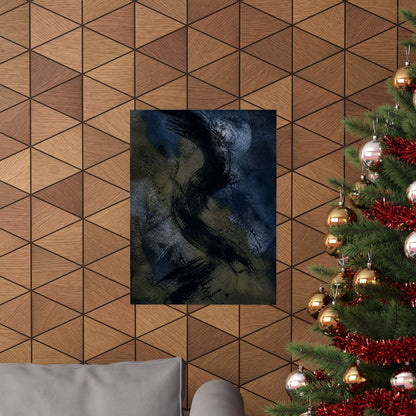Ink Brushstroke Winter Wall Art Print | Dark Japandi Atmospheric Design