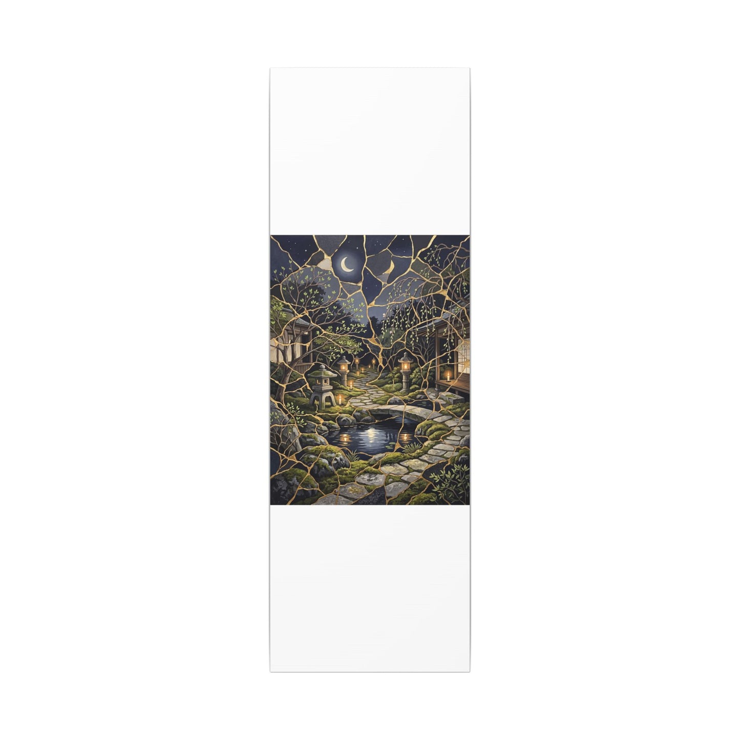 Kintsugi Moonlit Garden in Candlelight | Gold Vein Canvas Art