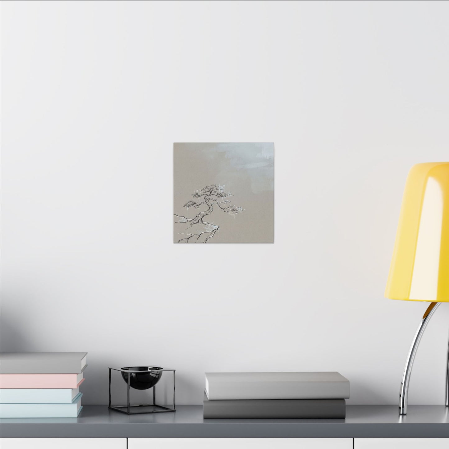 Pine Tree Minimal Line Canvas Art | Warm Japandi Art
