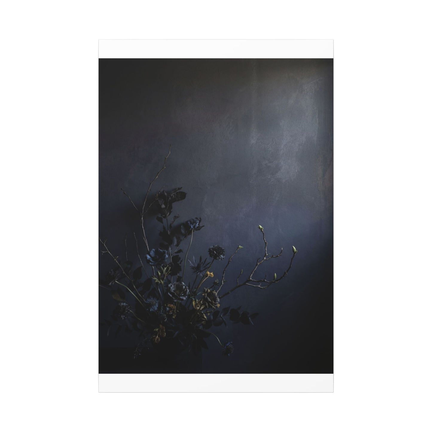 Dried Flowers Spring Canvas Art | Dark Japandi Moody Design