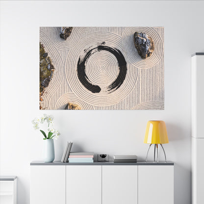 Rock Garden Canvas Art | Winter Zen Enso Art