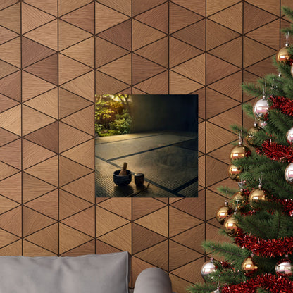 Dark Japandi Tea Ceremony in Golden Hour | Dark Texture Wall Art Print