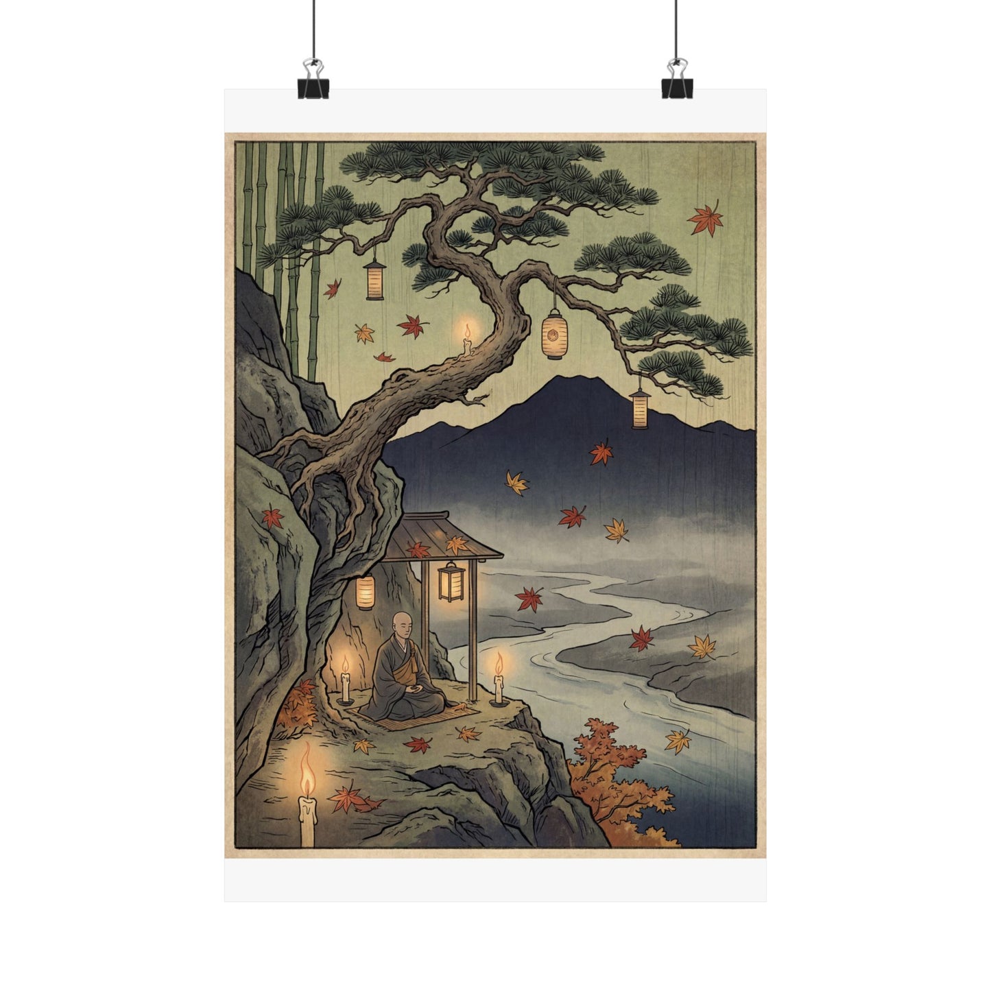 Pine Tree Autumn Wall Art Print | Zen Tranquil Design Art Print