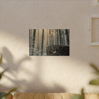 Fukinsei Bamboo Grove Canvas Art - Kintsugi Gold Repair