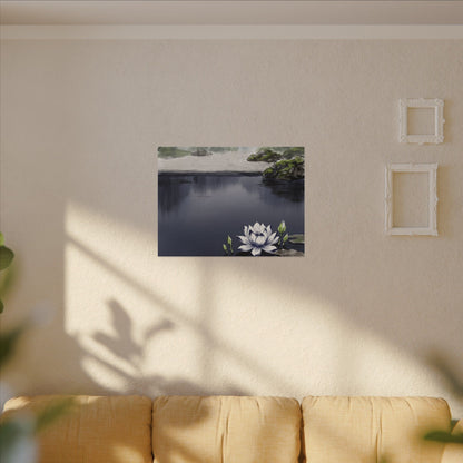 Lotus Flower Karesansui Canvas Art | Tranquil Zen Art