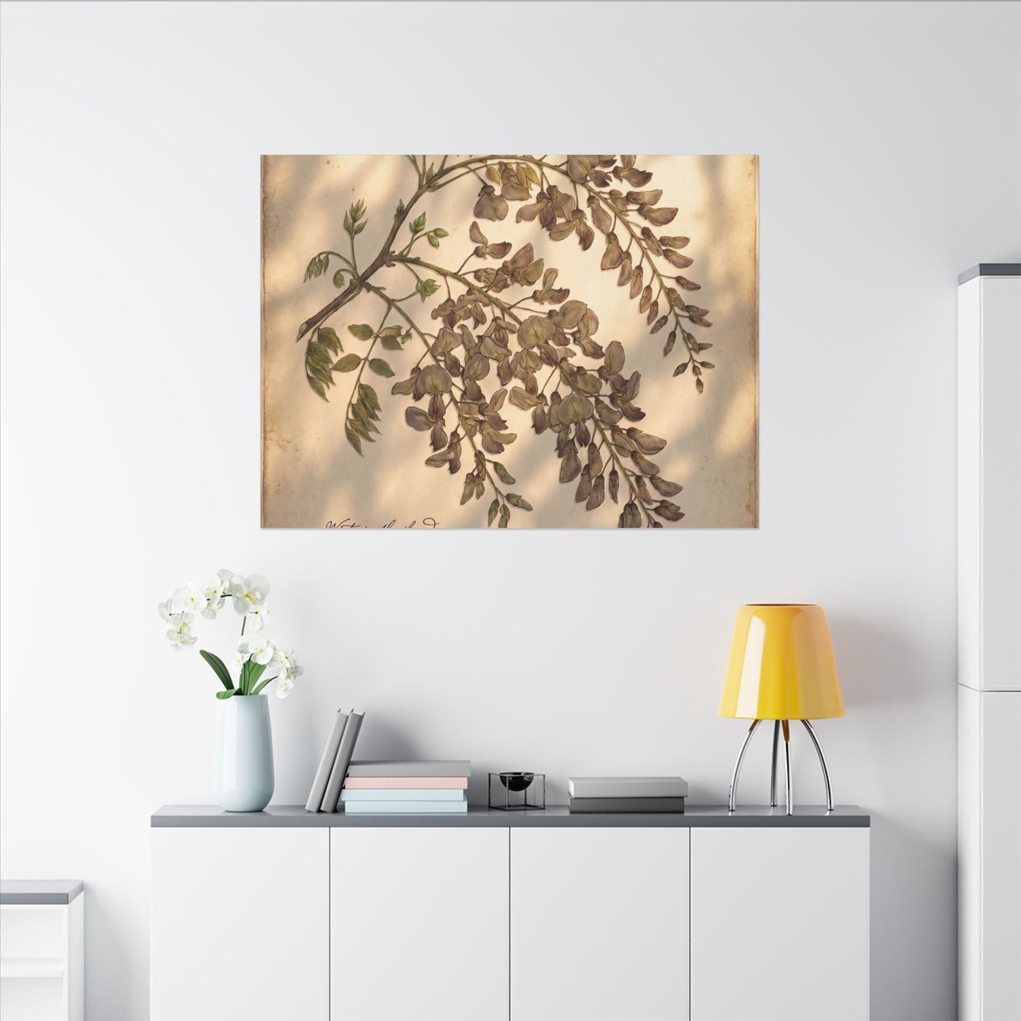 Spring Wisteria Herbarium Canvas Art | Earthy Decor