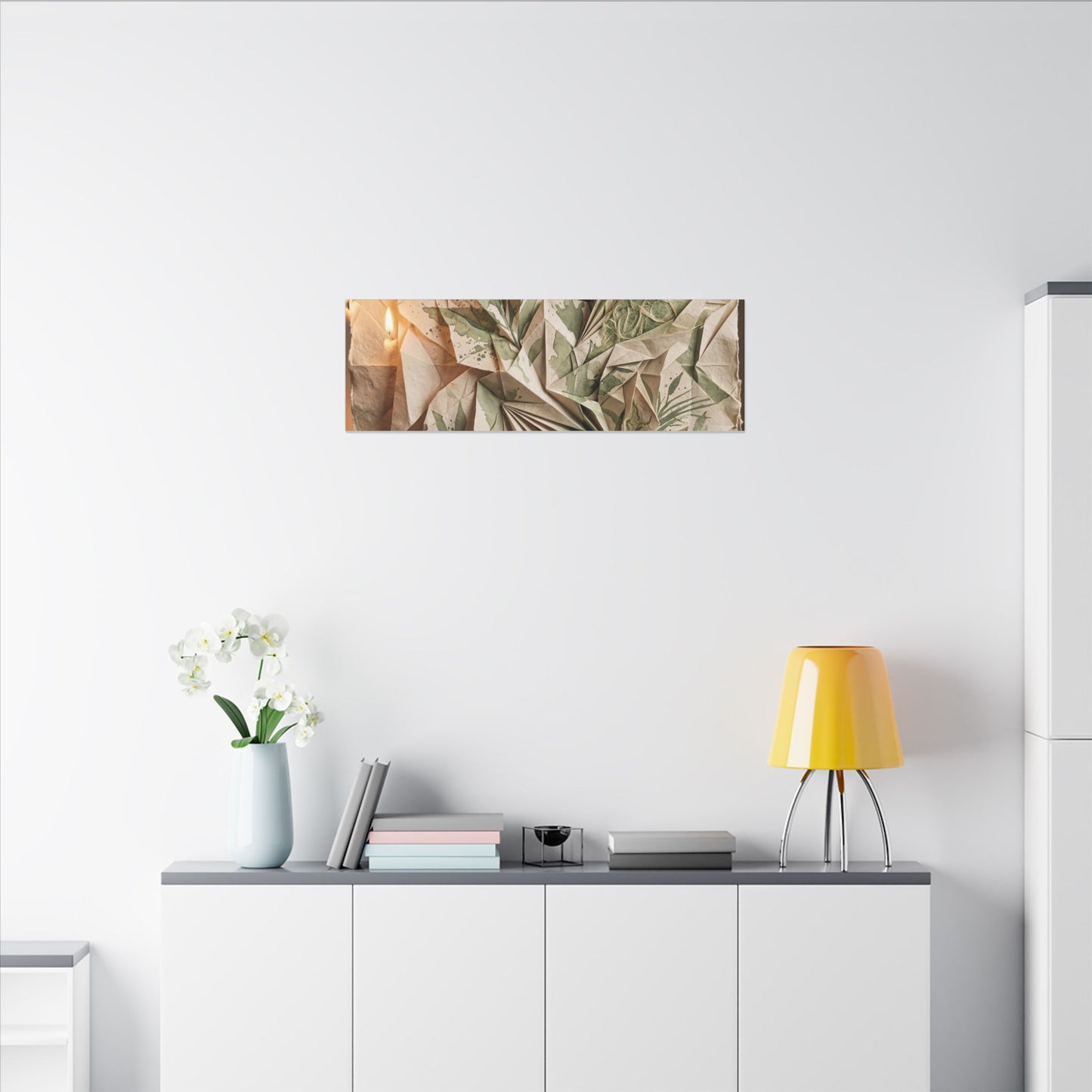 Japandi Paper Fold in Candlelight | Texture Canvas Art