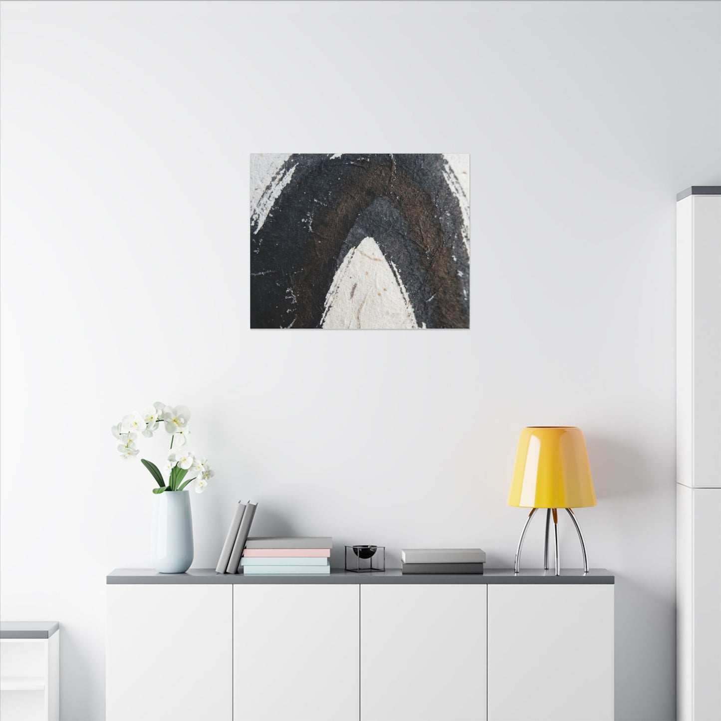 Moody Ink Brushstroke Canvas Art - Moody Minimal Dark Japandi