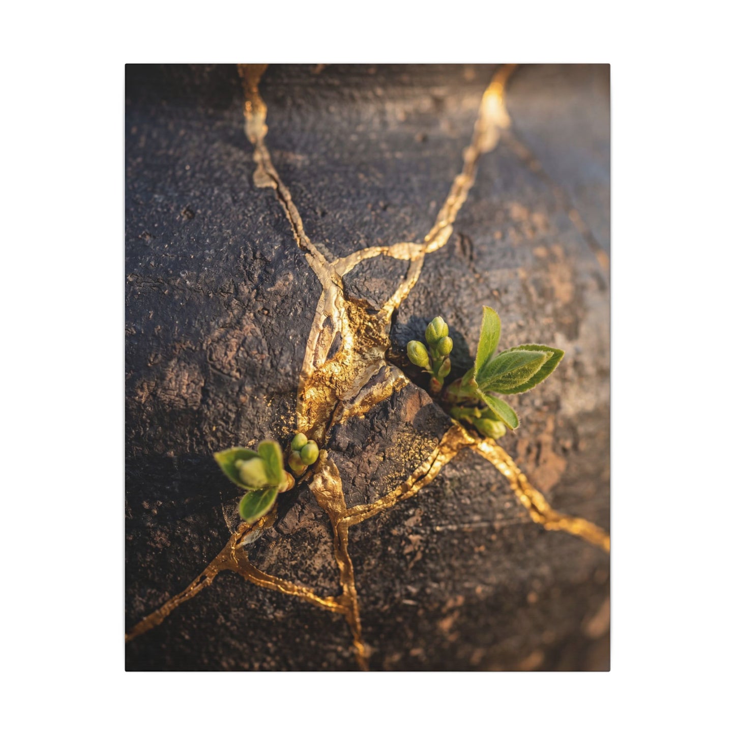 Rust Patina Gold Repair Canvas Art | Resilient Kintsugi Art