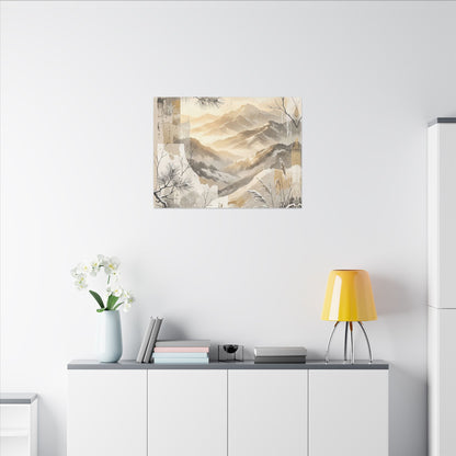 Shibui Mountain Mist Canvas Art - Japandi Japanese Pattern