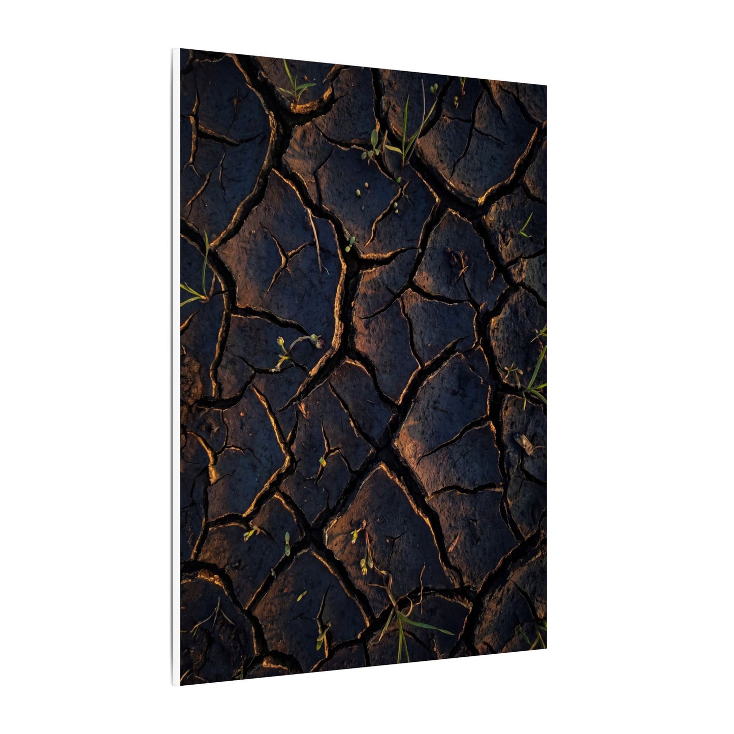 Cracked Earth Moody Minimal Canvas Art | Luxurious Dark Japandi Art