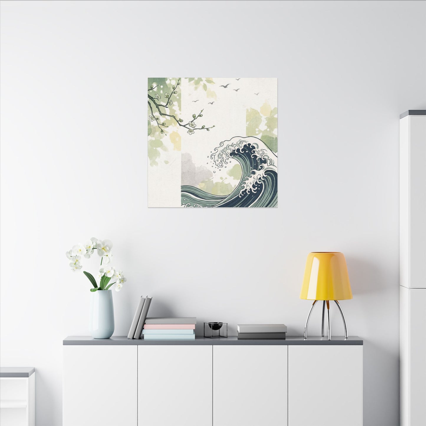 Spring Ocean Wave Ukiyo E Inspired Canvas Art | Serene Decor