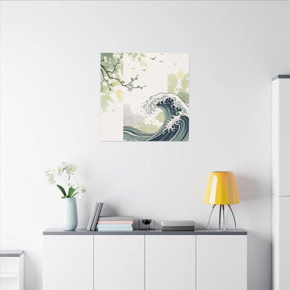 Spring Ocean Wave Ukiyo E Inspired Canvas Art | Serene Decor