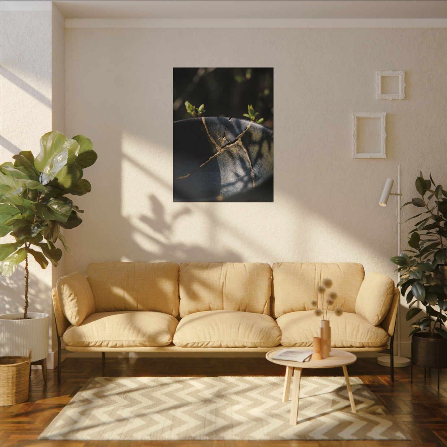 Seijaku Broken Pottery Canvas Art - Dark Japandi Shadow Zen