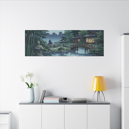 Summer Moonlit Garden Ukiyo E Inspired Canvas Art | Serene Decor