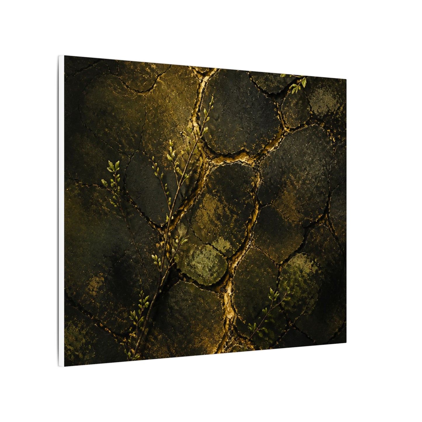Shibui Cracked Earth Canvas Art - Dark Japandi Dark Texture