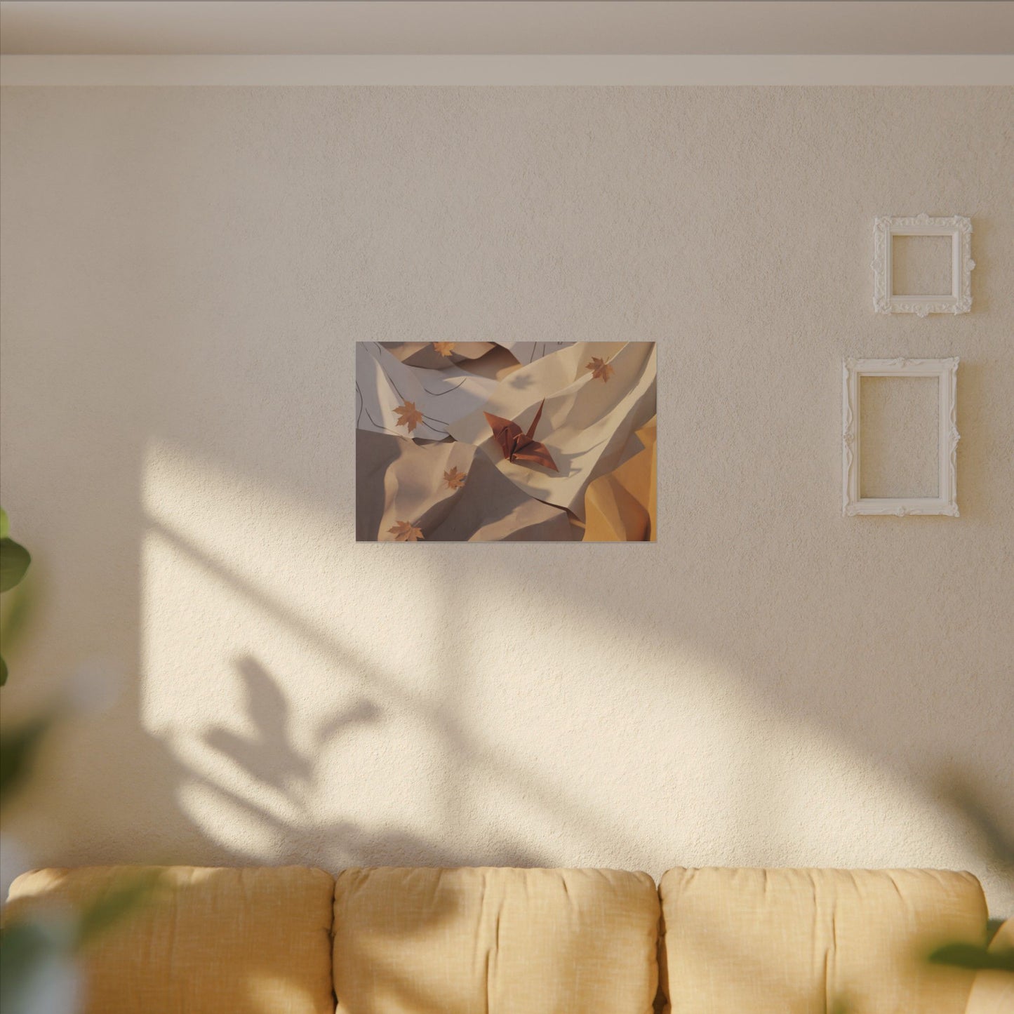 Autumn Paper Fold Minimal Line Canvas Art | Cozy Decor