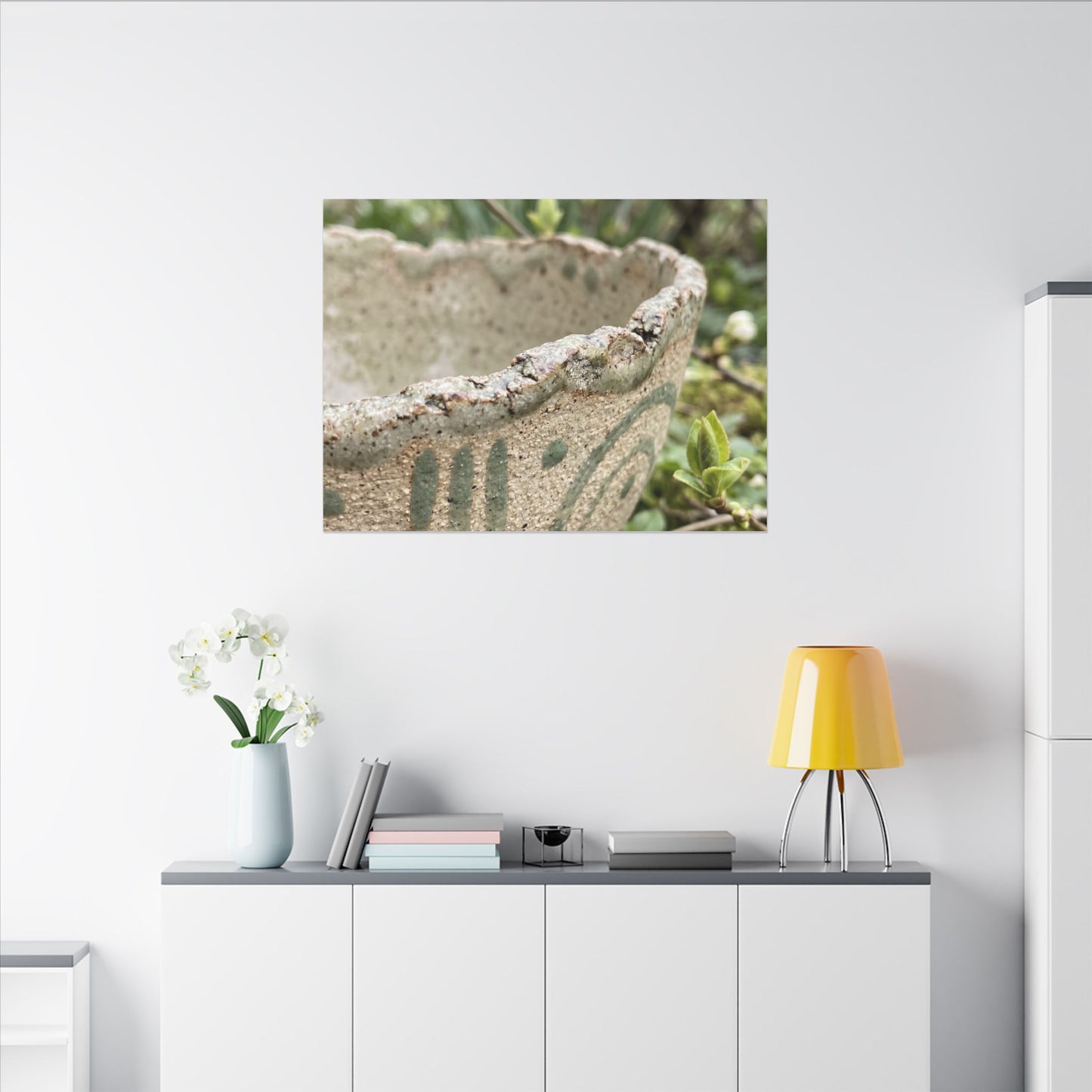 Elegant Ceramic Bowl Canvas Art - Japanese Pattern Japandi