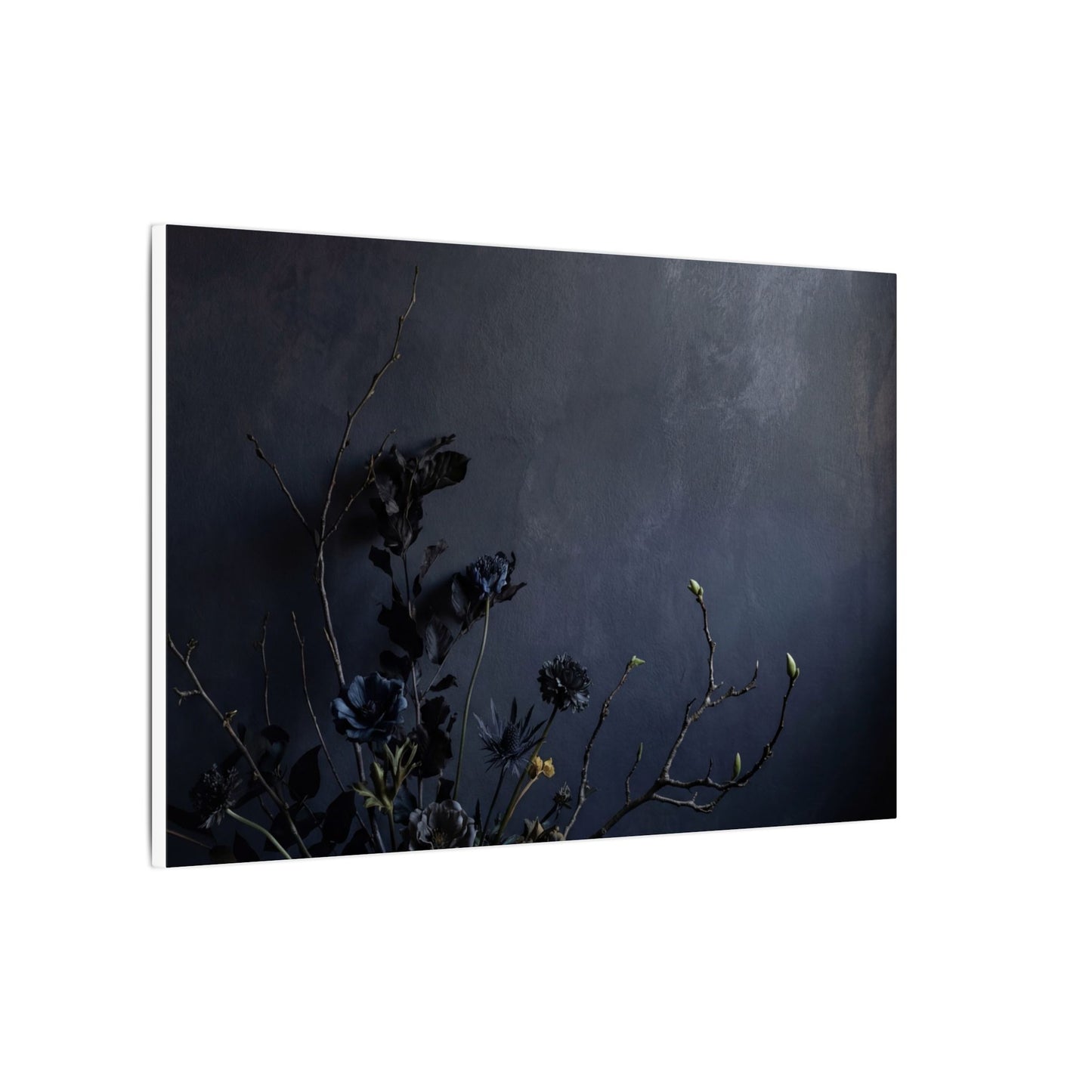 Dried Flowers Spring Canvas Art | Dark Japandi Moody Design
