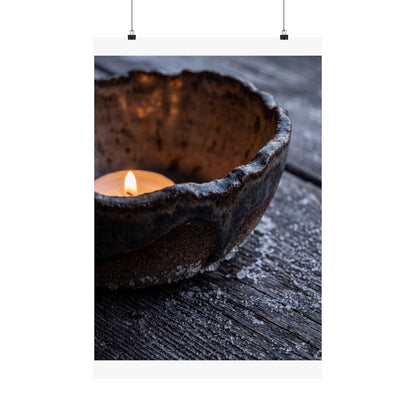 Sophisticated Ceramic Bowl Wall Art Print - Moody Minimal Dark Japandi Art Print