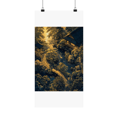 Moonlit Garden Ukiyo E Inspired Wall Art Print | Calm Zen Art