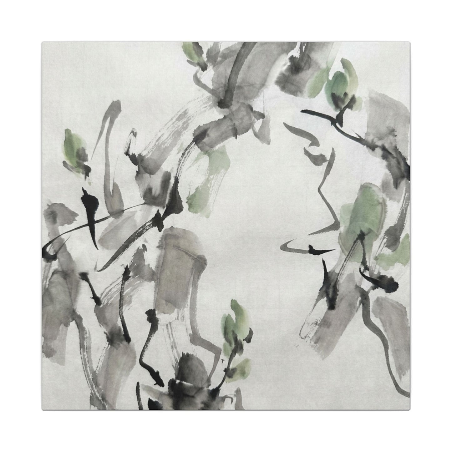 Zen Ink Brushstroke in Overcast | Sumi E Canvas Art