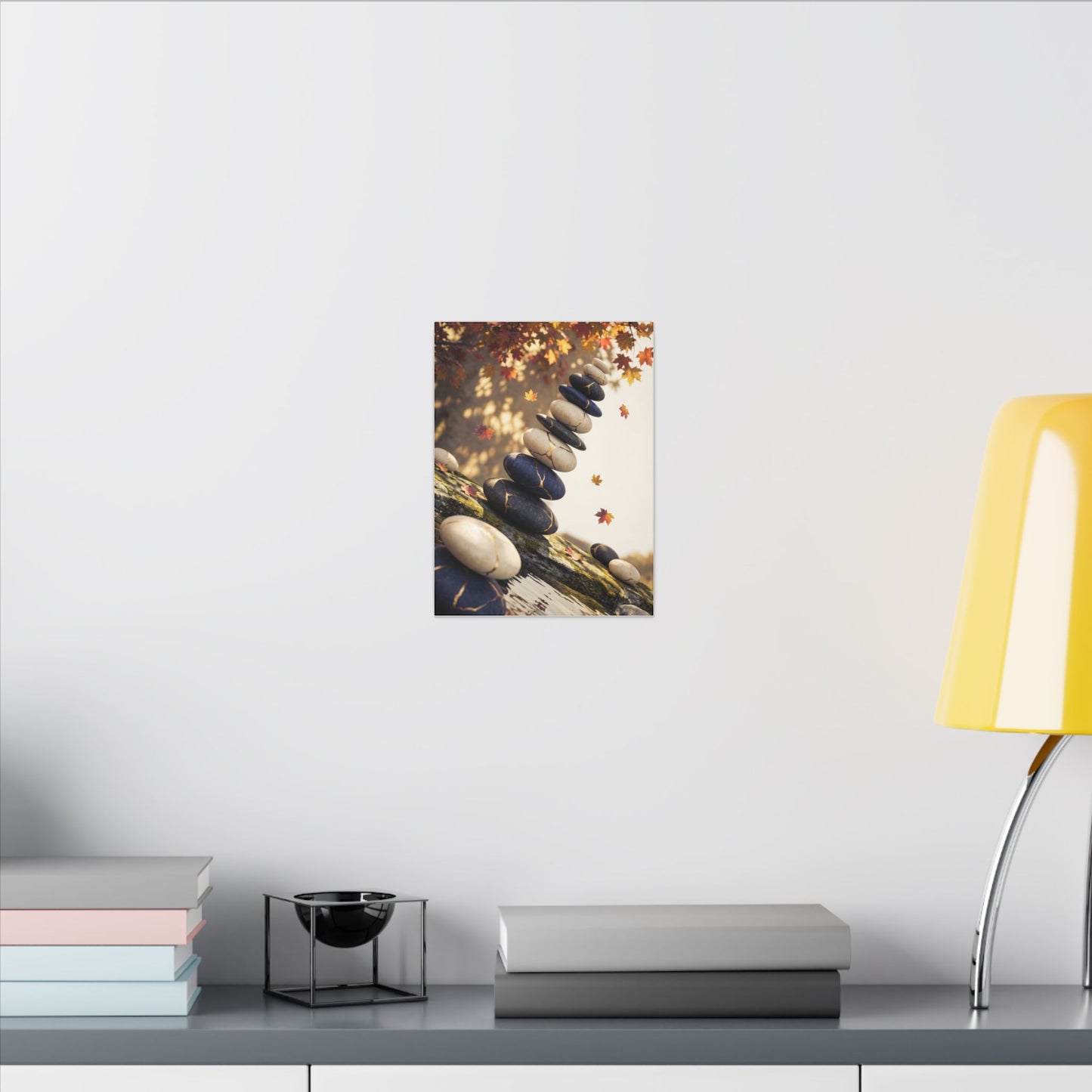 Ma River Stones Canvas Art - Kintsugi Gold Vein