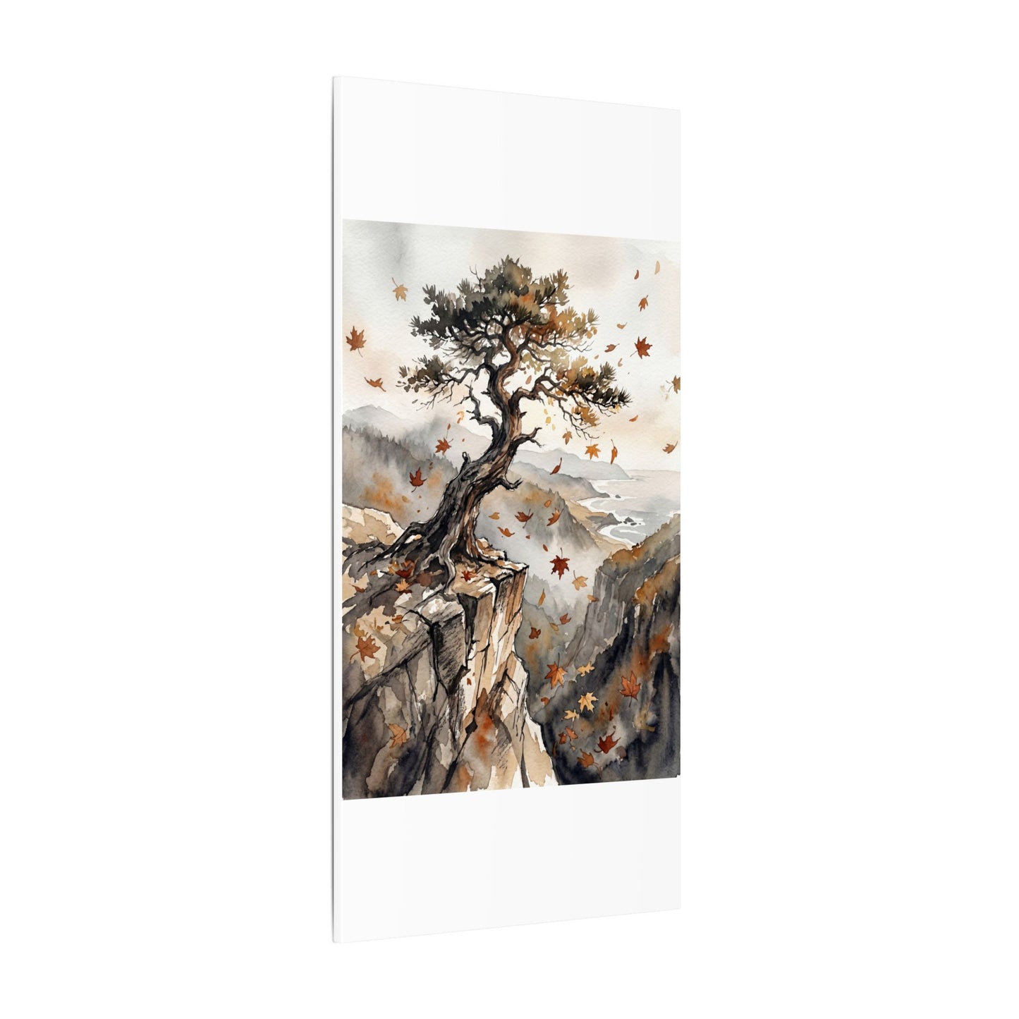 Autumn Pine Tree Watercolor Canvas Art | Warm Decor
