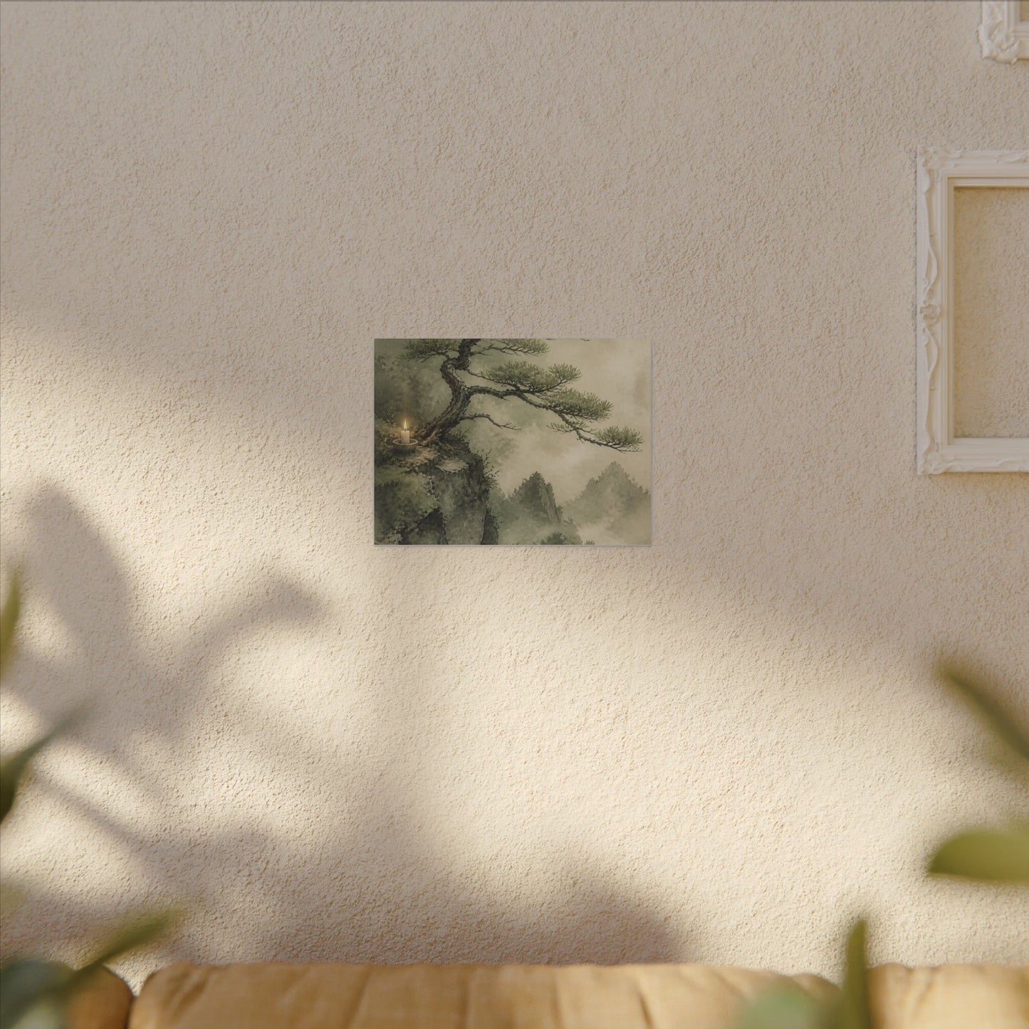 Candlelight Pine Tree Canvas Art - Japandi Kanso